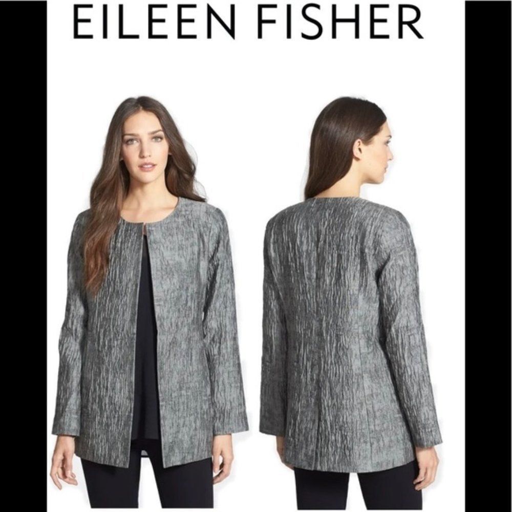 Eileen fisher Crinkle Textured Jacquard Jacket